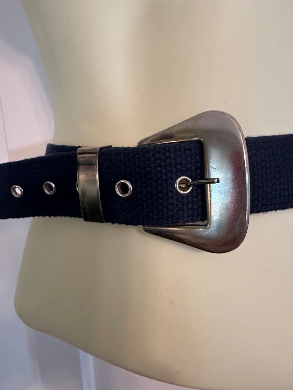 Navy Women’s Canvas Belt with Silver Buckle